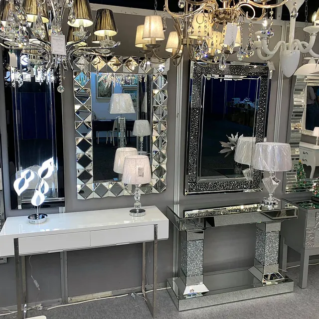 Console tables and lamps
